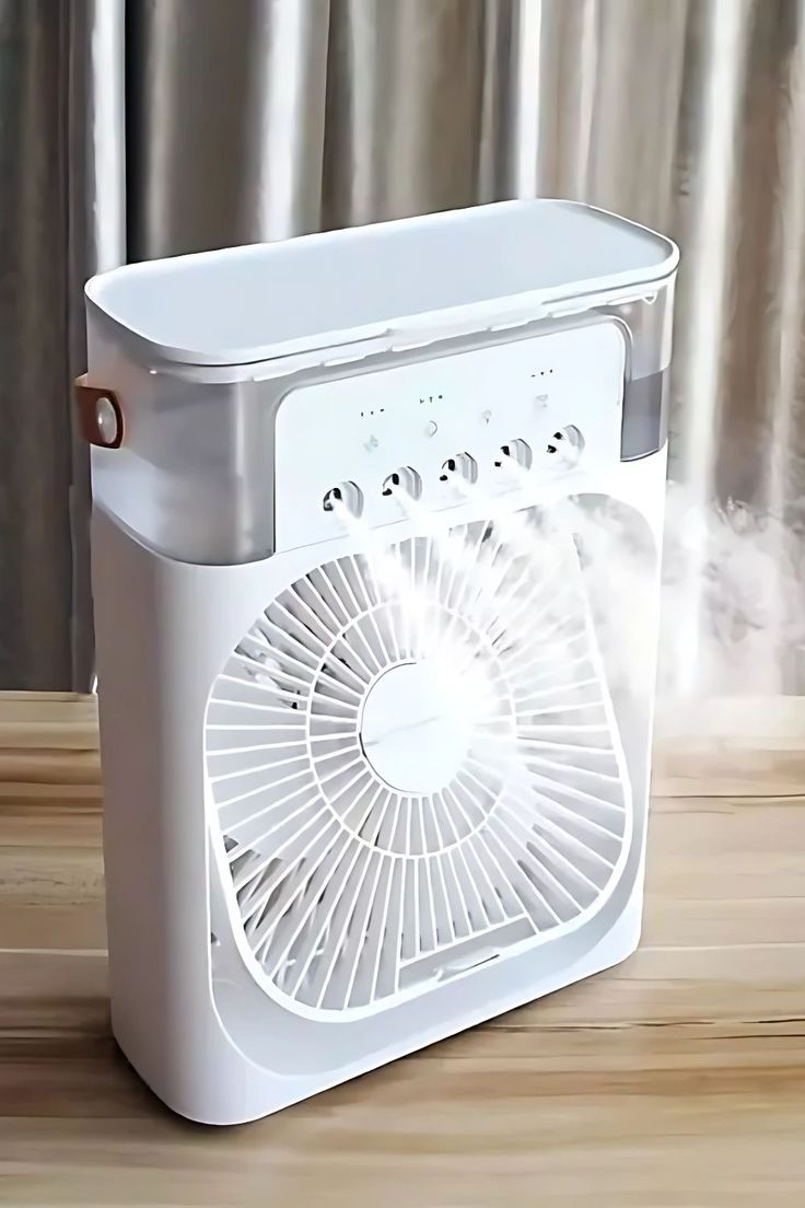 3-in-1 Portable Mini Air Cooler Fan with Humidifier & LED Light – Rechargeable Battery Backup for Load Shedding